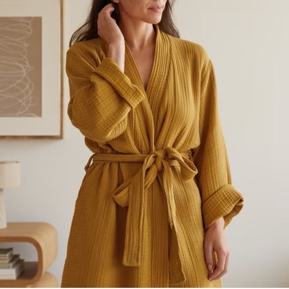 Parachute Other - Parachute Fluffy 4-Fly Gauze Tie Waist Long Sleeve Cloud Cotton Robe Mustard S